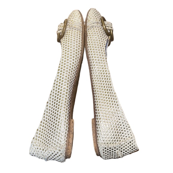 Jeffrey Campbell “Bring” Ivory & Metallic Gold Dot Chain Detail Ballet Flats - 8 - Picture 9 of 14